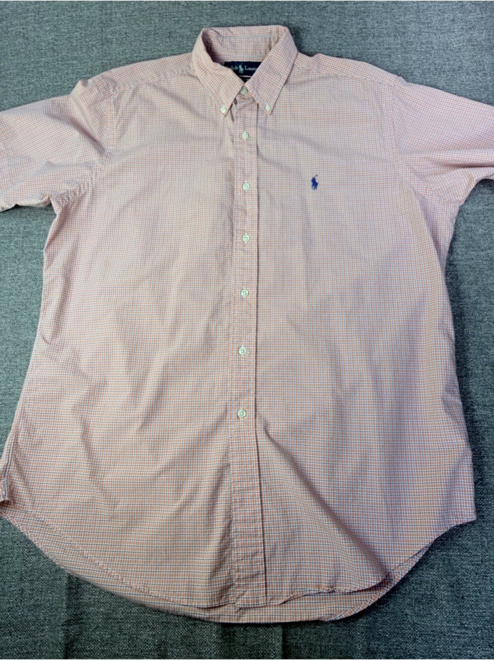 Ralph Lauren Pink Gingham Short-Sleeve Button-Down Shirt
